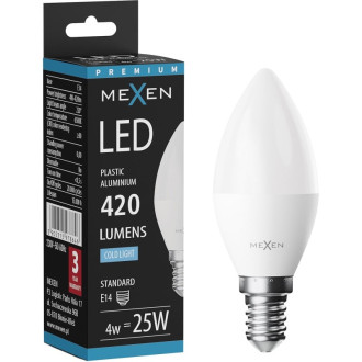 LED žiarovka Mexen Nova E14, C37, 4W, neutrálna - 4000K, 420 lm - L102-E14-0440-01