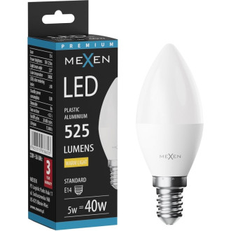 LED žiarovka Mexen Nova E14, C37, 4W, teplá - 3000K, 420 lm - L102-E14-0430-01
