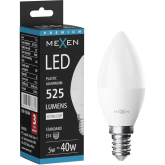 LED žiarovka Mexen Nova E14, C37, 5W, teplá - 3000K, 525 lm - L102-E14-0530-01