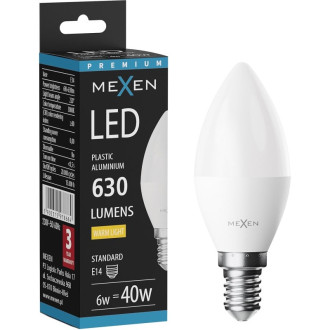 LED žiarovka Mexen Nova E14, C37, 5W, teplá - 3000K, 525 lm - L102-E14-0530-01