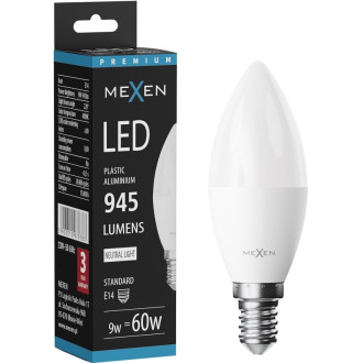 LED žiarovka Mexen Nova E14, C37, 9W, teplá - 3000K, 945 lm - L102-E14-0930-01