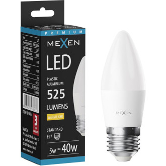LED žiarovka Mexen Nova E14, C37, 5W, teplá - 3000K, 525 lm - L102-E14-0530-01