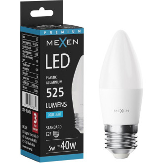 LED žiarovka Mexen Nova E27, C37, 5W, neutrálna - 4000K, 525 lm - L102-E27-0540-01