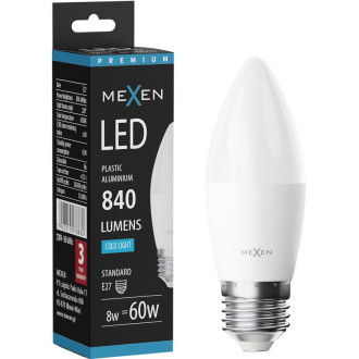 LED žiarovka Mexen Nova E27, C37, 8W, neutrálna - 4000K, 840 lm - L102-E27-0840-01