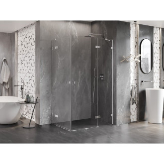 Sprchovací kút Mexen Lunar Duo s pravými pántami 110 x 85 cm, priehľadný, chróm - 834-110P-085L-01-00