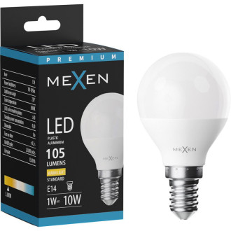 LED žiarovka Mexen Nova E14, G45, 1W, teplá - 3000K, 105 lm - L101-E14-0130-01