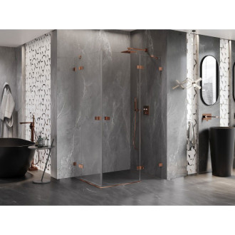 Sprchovací kút Mexen Lunar Duo s pravým pántom 95 x 85 cm, priehľadný, ružové zlato - 834-095P-085L-60-00