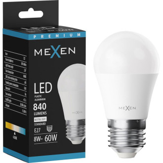 LED žiarovka Mexen Nova E27, G45, 8W, neutrálna - 4000K, 840 lm - L101-E27-0840-01