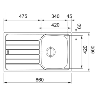 FRANKE F1442 drez 101.0387.819 Spark SKX 611 3 1/2&quot; 860x500 nerez