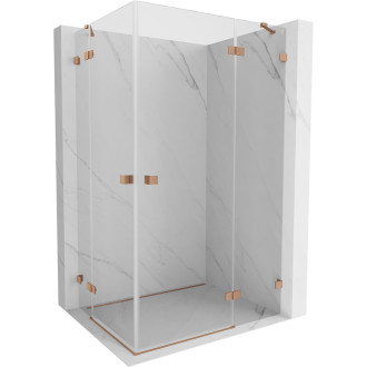 Sprchovací kút Mexen Lunar Duo s pravým pántom 120 x 95 cm, priehľadný, kartáčovaná meď - 834-120P-095L-65-00