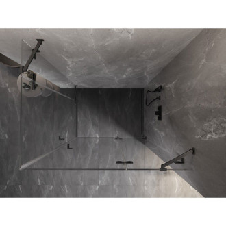 Sprchovací kút Mexen Lunar Duo s pravým pántom 80 x 75 cm, priehľadný, kartáčovaná pištoľovo sivá - 834-080P-075L-66-00