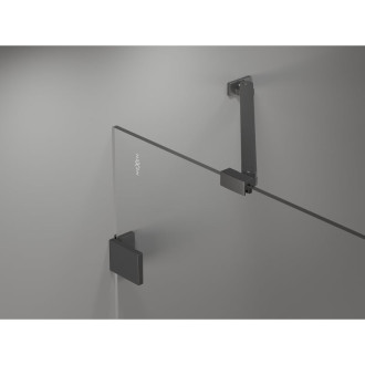 Sprchovací kút Mexen Lunar Duo s pravým pántom 85 x 75 cm, priehľadný, kartáčovaná pištoľovo sivá - 834-085P-075L-66-00