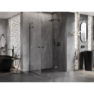 Sprchovací kút Mexen Lunar Duo s pravým pántom 105 x 95 cm, priehľadný, kartáčovaná pištoľovo sivá - 834-105P-095L-66-00