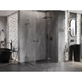 Sprchovací kút Mexen Lunar Duo s pravým pántom 110 x 100 cm, priehľadný, kartáčovaná pištoľ gray - 834-110P-100L-66-00