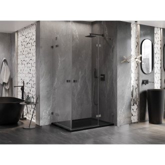Sprchovací kút Mexen Lunar Duo s pravými pántami 115 x 110 cm, priehľadný, kartáčovaná pištoľ gray - 834-115P-110L-66-00