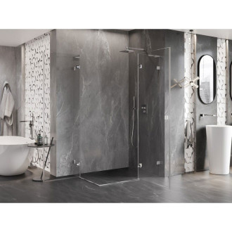 Sprchovací kút Mexen Lunar L Duo s pravým pántom 120 x 80 cm, priehľadný, chróm - 834L-120P-080L-01-00