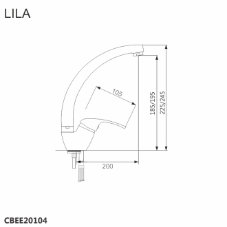 Mereo Lila drezová batéria stojanková s ramienkom nad pákou, výška 245 mm M-CBEE20103