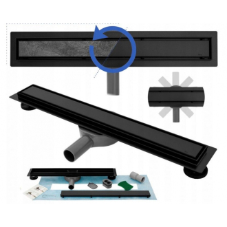 Rea Odtokový žľab + sifón + nohy + tesniaca manžeta Neo&Pure 1000 N PRO Black REA-G8909