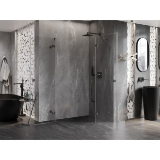 Sprchovací kút Mexen Lunar Duo s pravými pántami 105 x 75 cm, priehľadný, strieborná metalíza - 834-105P-075L-95-00