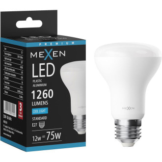 LED žiarovka Mexen Nova E27, R63, 12W, studená - 6500K, 1260 lm - L104-E27-1265-01