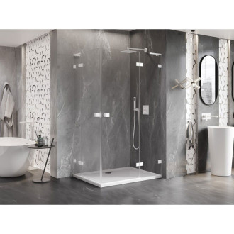 Sprchovací kút Mexen Lunar L Duo s pravými pántami 90 x 85 cm, priehľadný, biely - 834L-090P-085L-20-00