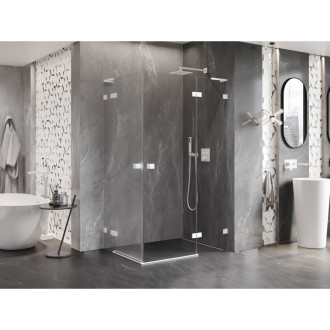 Sprchovací kút Mexen Lunar L Duo s pravými pántami 105 x 70 cm, priehľadný, biely - 834L-105P-070L-20-00