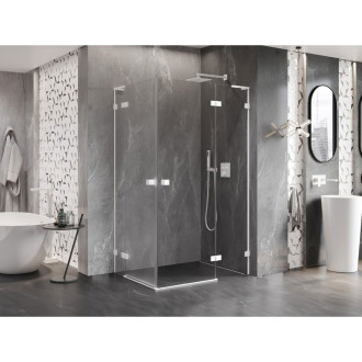 Sprchovací kút Mexen Lunar L Duo s pravými pántami 105 x 90 cm, priehľadný, biely - 834L-105P-090L-20-00