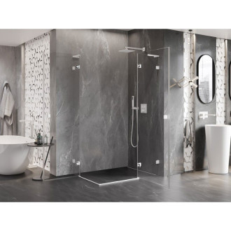 Sprchovací kút Mexen Lunar L Duo s pravými pántami 110 x 95 cm, priehľadný, biely - 834L-110P-095L-20-00