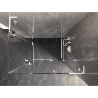 Sprchovací kút Mexen Lunar L Duo s pravými pántami 115 x 85 cm, priehľadný, biely - 834L-115P-085L-20-00
