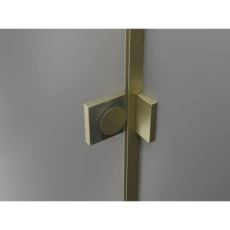Sprchovací kút Mexen Lunar L Duo s pravým pántom 100 x 90 cm, priehľadný, kartáčované zlato - 834L-100P-090L-55-00