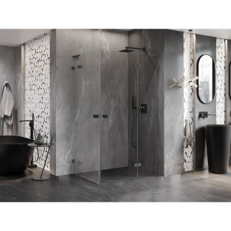 Sprchovací kút Mexen Lunar L Duo s pravým pántom 105 x 80 cm, priehľadný, strieborná metalíza - 834L-105P-080L-95-00