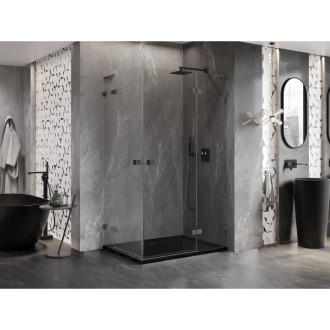 Sprchovací kút Mexen Lunar L Duo s pravým pántom 110 x 90 cm, priehľadný, strieborná metalíza - 834L-110P-090L-95-00