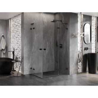 Sprchovací kút Mexen Lunar L Duo s pravými pántami 120 x 90 cm, priehľadný, čierny - 834L-120P-090L-70-00