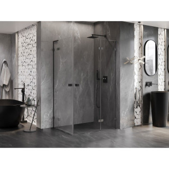 Sprchovací kút Mexen Lunar L Duo s pravým pántom 100 x 85 cm, priehľadný, kartáčovaná pištoľovo sivá - 834L-100P-085L-66-00