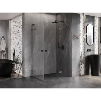Sprchovací kút Mexen Lunar L Duo s pravým pántom 105 x 80 cm, priehľadný, kartáčovaná pištoľovo sivá - 834L-105P-080L-66-00
