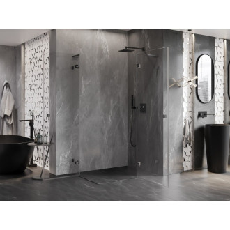 Sprchovací kút Mexen Lunar L Duo s pravým pántom 115 x 70 cm, priehľadný, kartáčovaná pištoľovo sivá - 834L-115P-070L-66-00