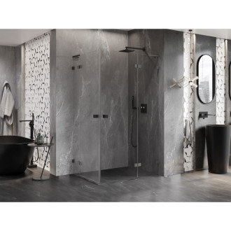 Sprchovací kút Mexen Lunar L Duo s pravým pántom 115 x 90 cm, priehľadný, kartáčovaná pištoľovo sivá - 834L-115P-090L-66-00