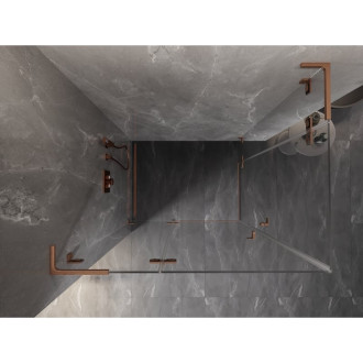 Sprchovací kút Mexen Lunar L Duo s pravým pántom 110 x 95 cm, priehľadný, kartáčovaná meď - 834L-110P-095L-65-00