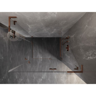 Sprchovací kút Mexen Lunar L Duo s pravým pántom 120 x 75 cm, priehľadný, ružové zlato - 834L-120P-075L-60-00