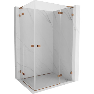 Sprchovací kút Mexen Lunar L Duo s pravým pántom 120 x 115 cm, priehľadný, ružové zlato - 834L-120P-115L-60-00