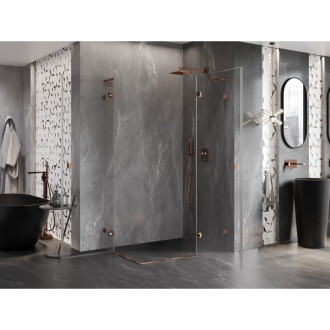 Sprchovací kút Mexen Lunar L Duo s pravým pántom 120 x 115 cm, priehľadný, ružové zlato - 834L-120P-115L-60-00