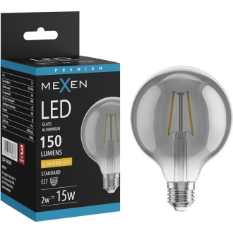 LED žiarovka Mexen Vintis E27, G95, 2W, teplá - 2200K, 150 lm, dymová - L157-E27-0222-70