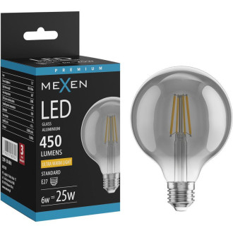 LED žiarovka Mexen Vintis E27, G95, 6W, teplá - 2200K, 450 lm, dymová - L157-E27-0622-70