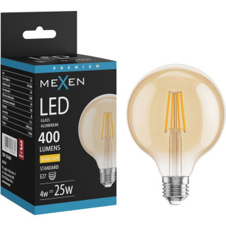 LED žiarovka Mexen Vintis E27, G95, 4W, teplá - 2700K, 400 lm, jantárová - L157-E27-0427-50