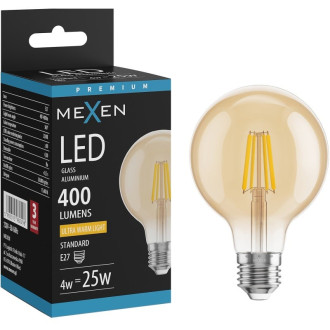 LED žiarovka Mexen Vintis E27, G80, 4W, teplá - 2700K, 400 lm, jantárová - L155-E27-0427-50