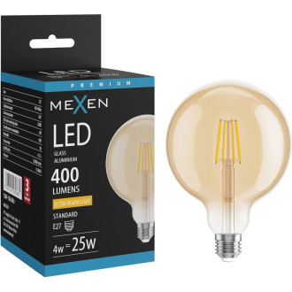 LED žiarovka Mexen Vintis E27, G125, 4W, teplá - 2200K, 400 lm, jantárová - L158-E27-0422-50