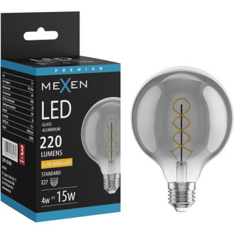 LED žiarovka Mexen Vintis so špirálovým vláknom E27, G95, 4W, teplá - 2200K, 220 lm, dymová - L167-E27-0422-70