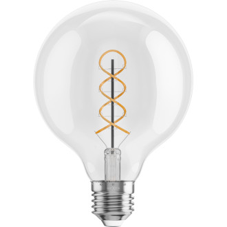 LED žiarovka Mexen Vintis so špirálovým vláknom E27, G95, 6W, teplá - 2700K, 630 lm, číra - L167-E27-0627-00