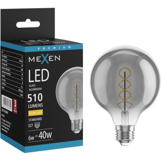 LED žiarovka Mexen Vintis so špirálovým vláknom E27, G95, 6W, teplá - 2700K, 510 lm, dymová - L167-E27-0627-70