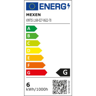 LED žiarovka Mexen Vintis so špirálovým vláknom E27, G125, 6W, teplá - 2200K, 350 lm, dymová - L168-E27-0622-70